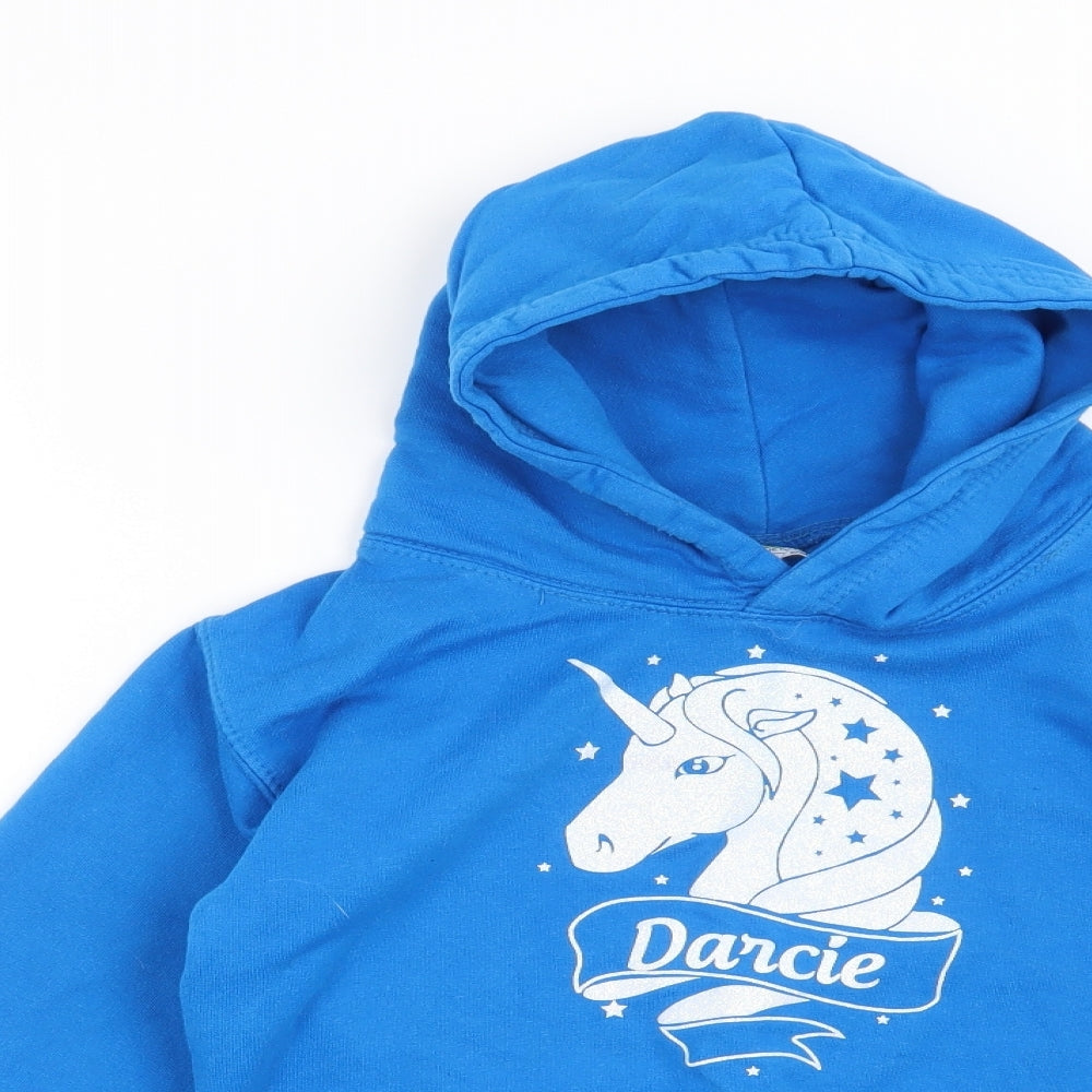 Awdis Girls Blue   Pullover Hoodie Size 9-10 Years  - Unicorn-Darcie