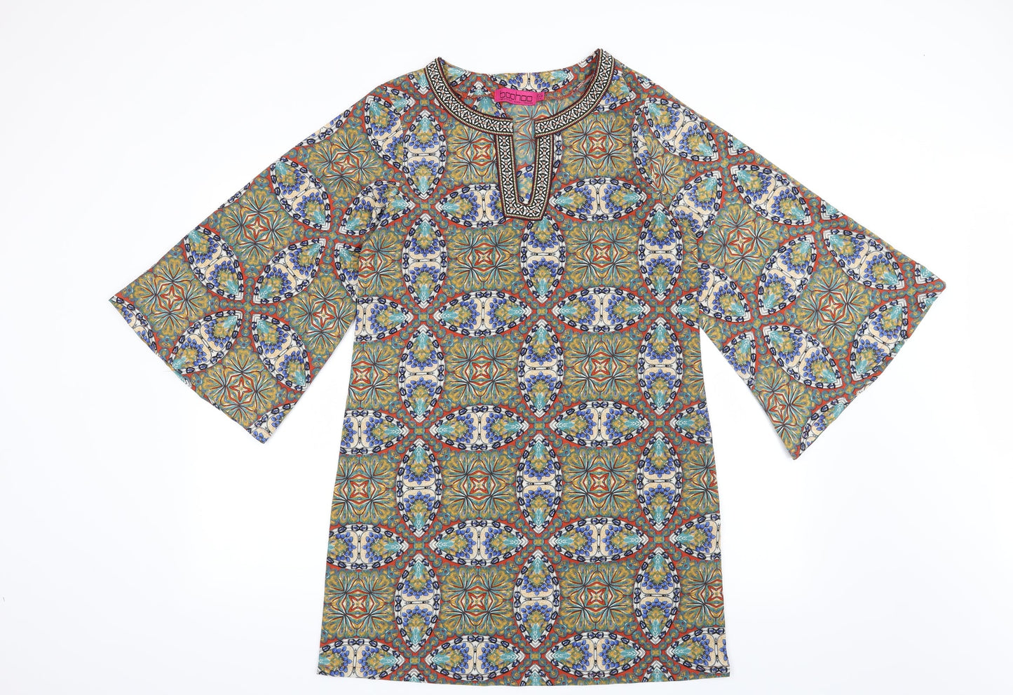 Boohoo Womens Green Geometric  Shift  Size 8