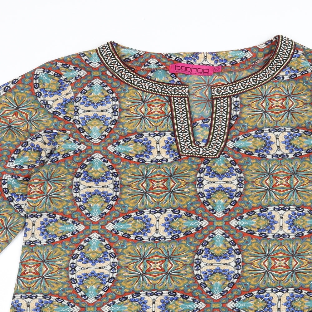 Boohoo Womens Green Geometric  Shift  Size 8