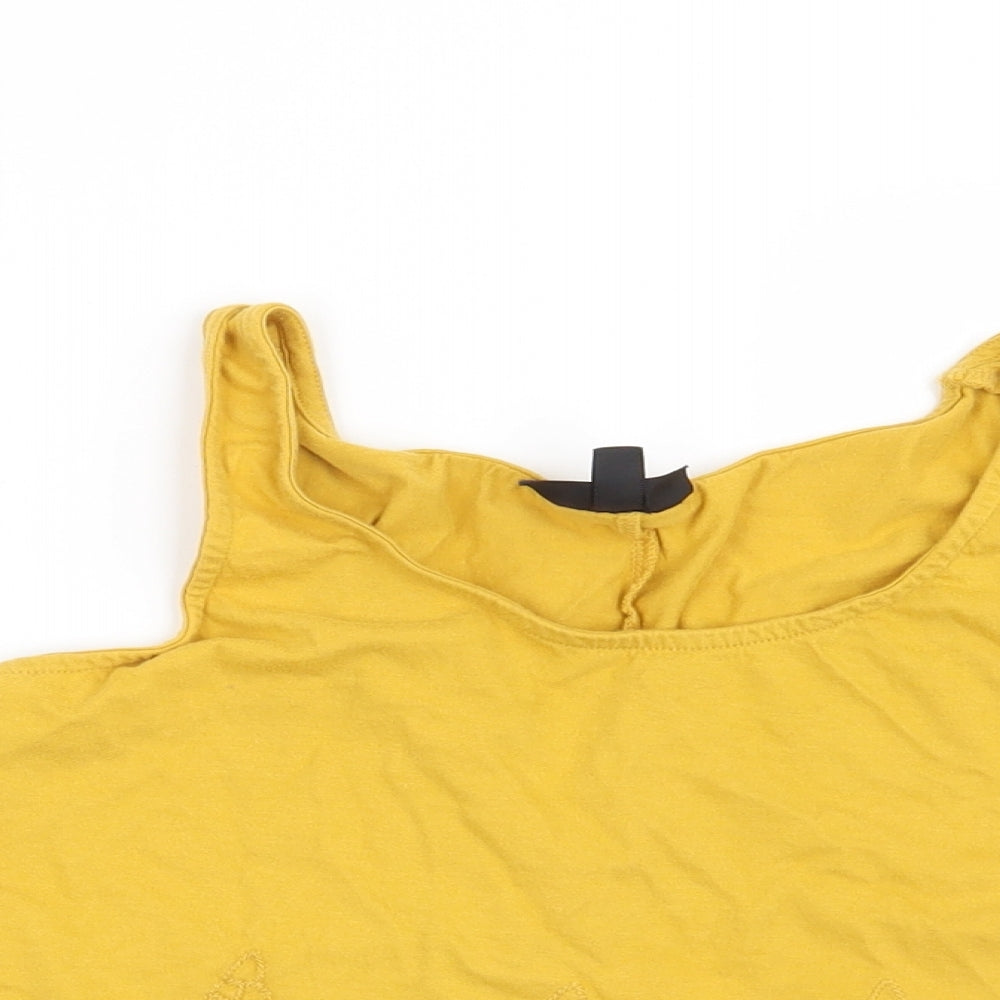 Womens UK Size 8 Topshop Yellow Cropped T-Shirt