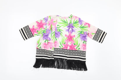 Miss Evie Girls White Floral  Kimono Blouse Size 7-8 Years