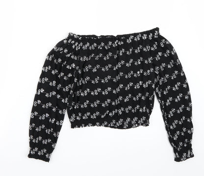 Newlook Girls Black  Rayon Cropped T-Shirt Size 12 Years