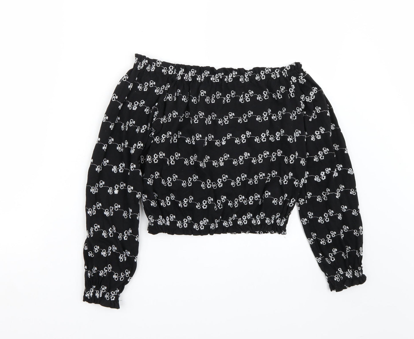 Newlook Girls Black  Rayon Cropped T-Shirt Size 12 Years