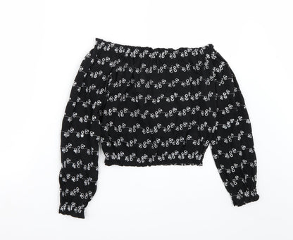 Newlook Girls Black  Rayon Cropped T-Shirt Size 12 Years