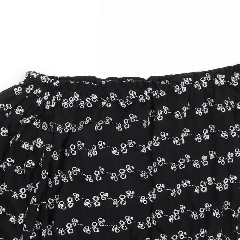 Newlook Girls Black  Rayon Cropped T-Shirt Size 12 Years