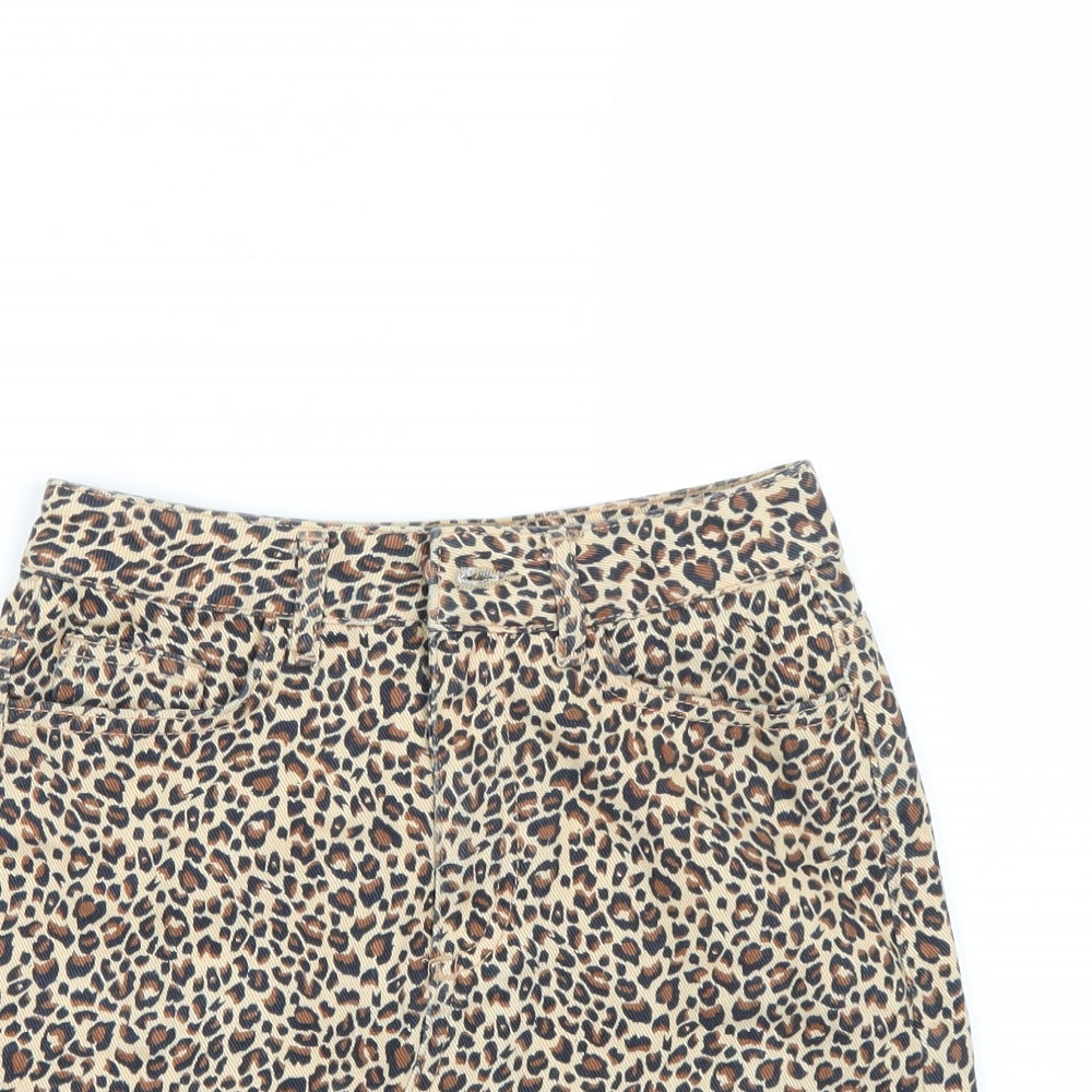 Newlook Womens Beige Animal Print  A-Line Skirt Size 6