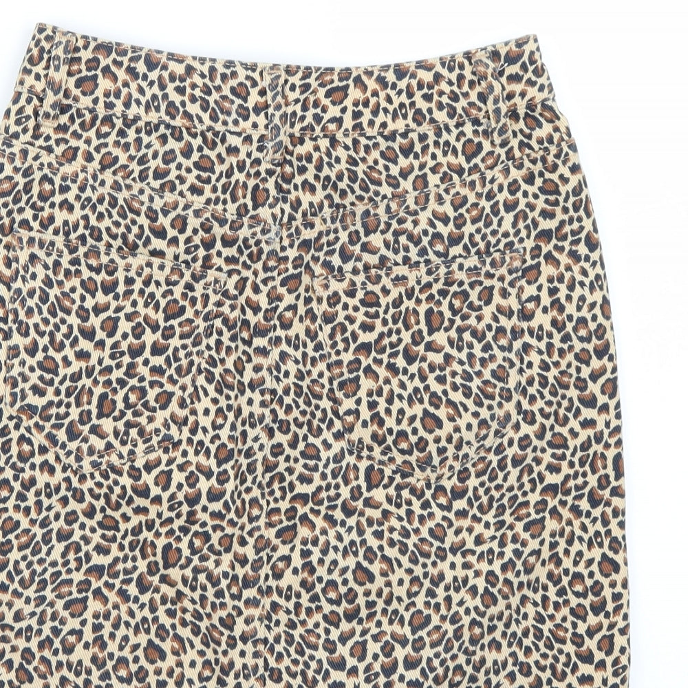 Newlook Womens Beige Animal Print  A-Line Skirt Size 6