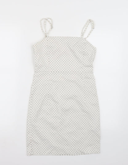 FOREVER 21 Womens White Polka Dot  A-Line  Size S