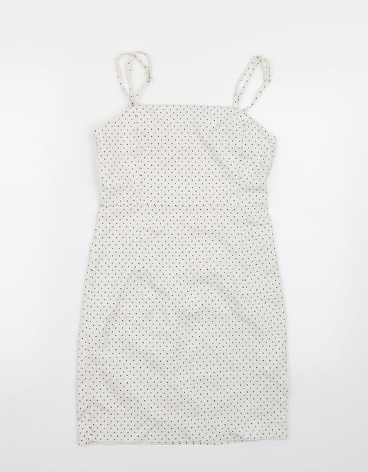 FOREVER 21 Womens White Polka Dot  A-Line  Size S