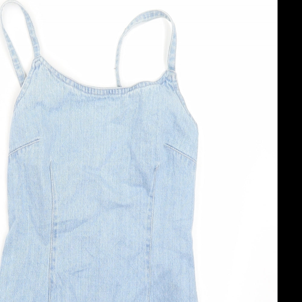 Miss Selfridge Womens Blue  Rayon A-Line  Size 4