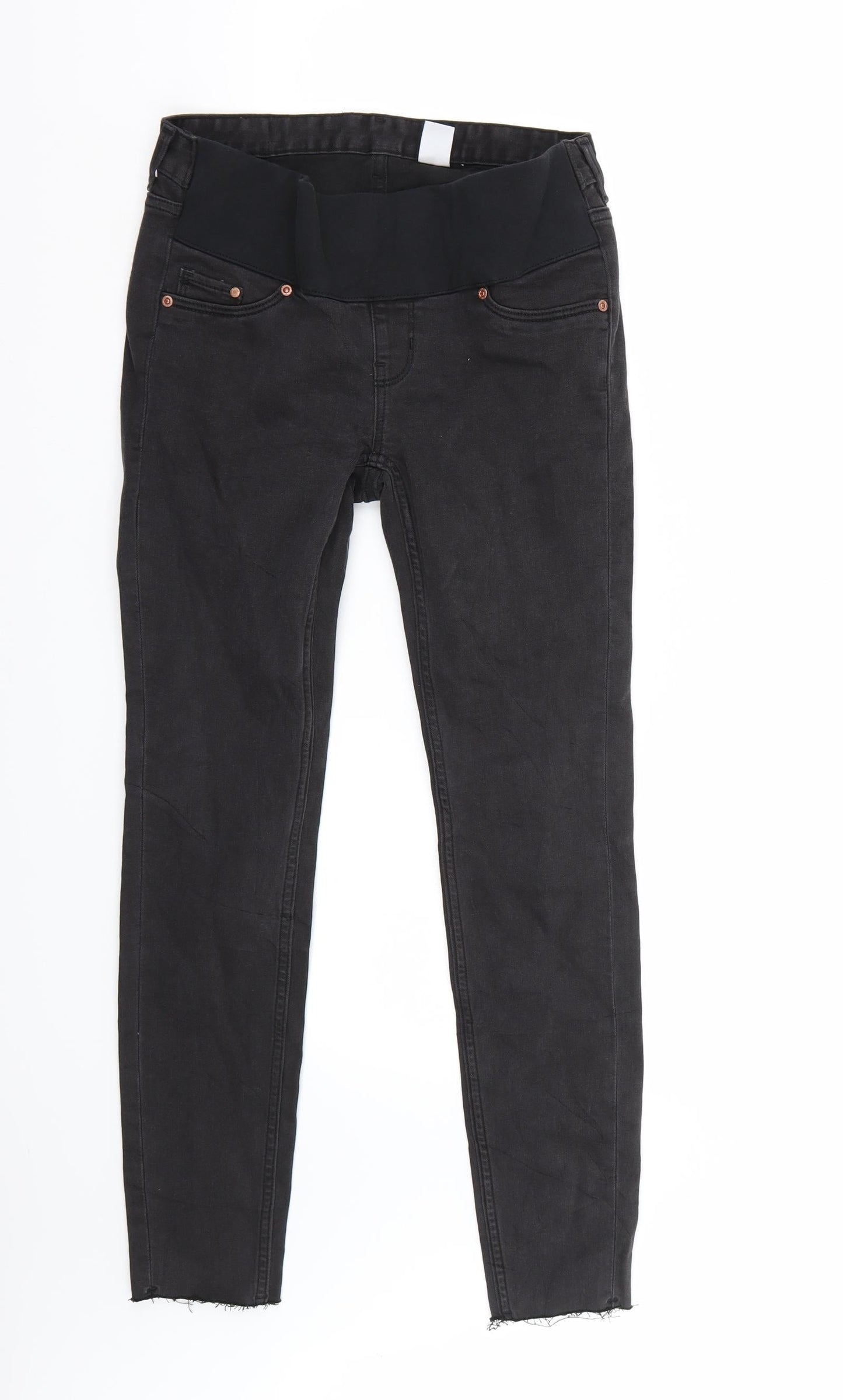 Womens UK Size 8 Preworn Regular Fit Straight Black Jeans