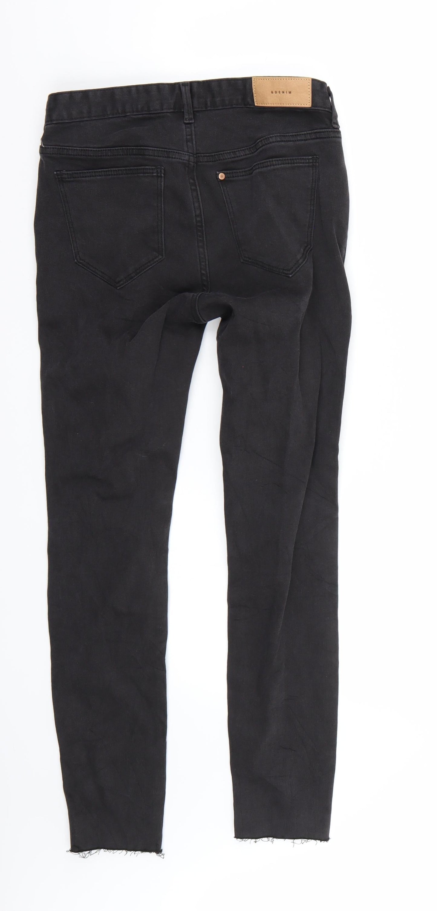 Womens UK Size 8 Preworn Regular Fit Straight Black Jeans