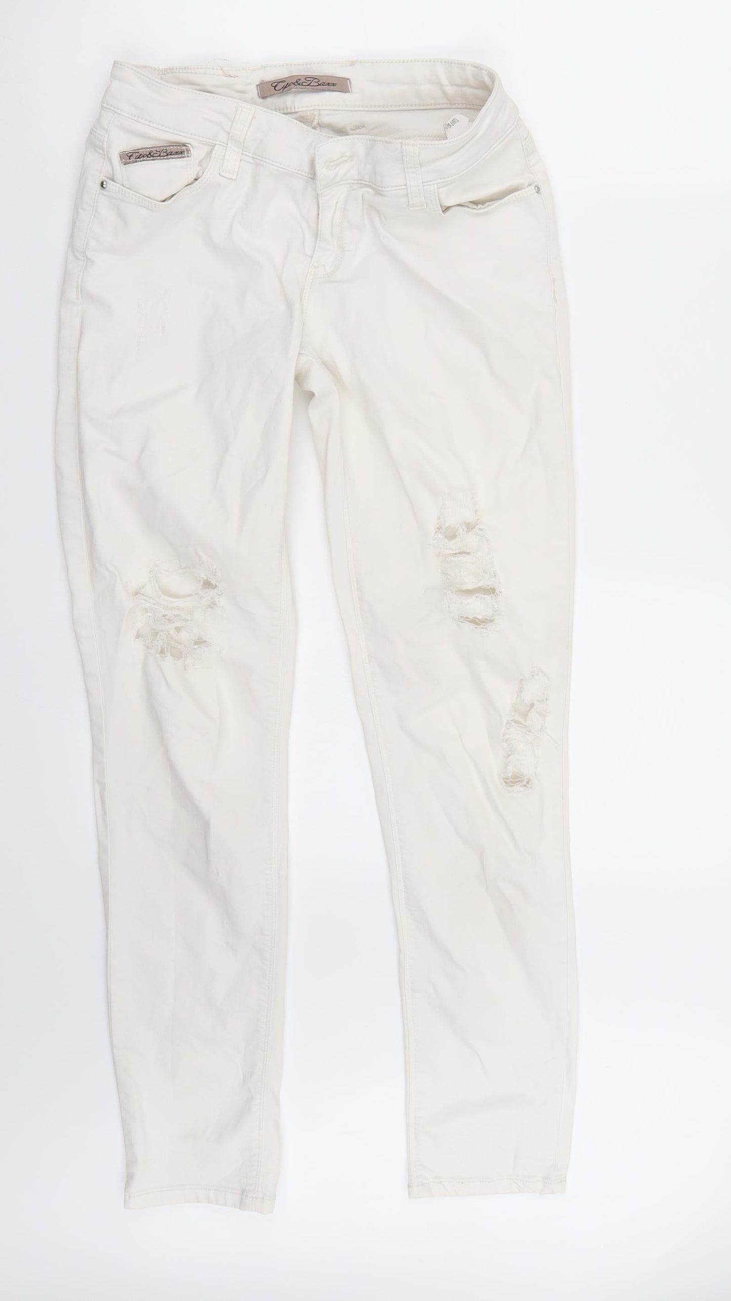 Womens UK Size 29 in Preworn Regular Fit Skinny White Jeans
