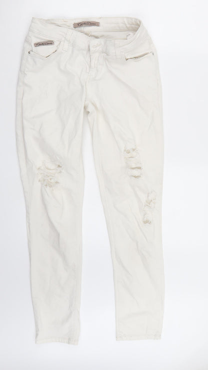 Womens UK Size 29 in Preworn Regular Fit Skinny White Jeans