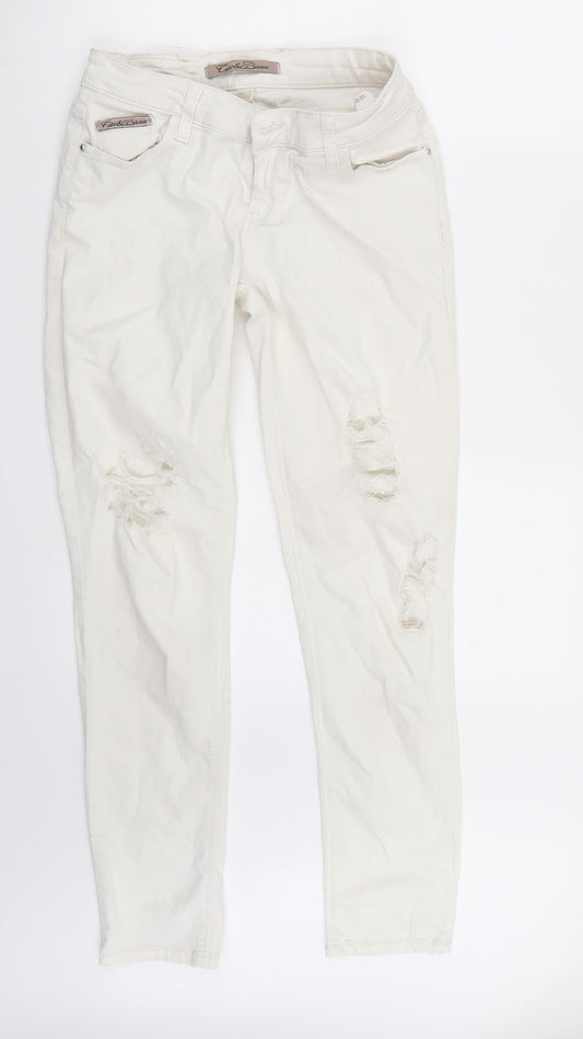 Womens UK Size 29 in Preworn Regular Fit Skinny White Jeans