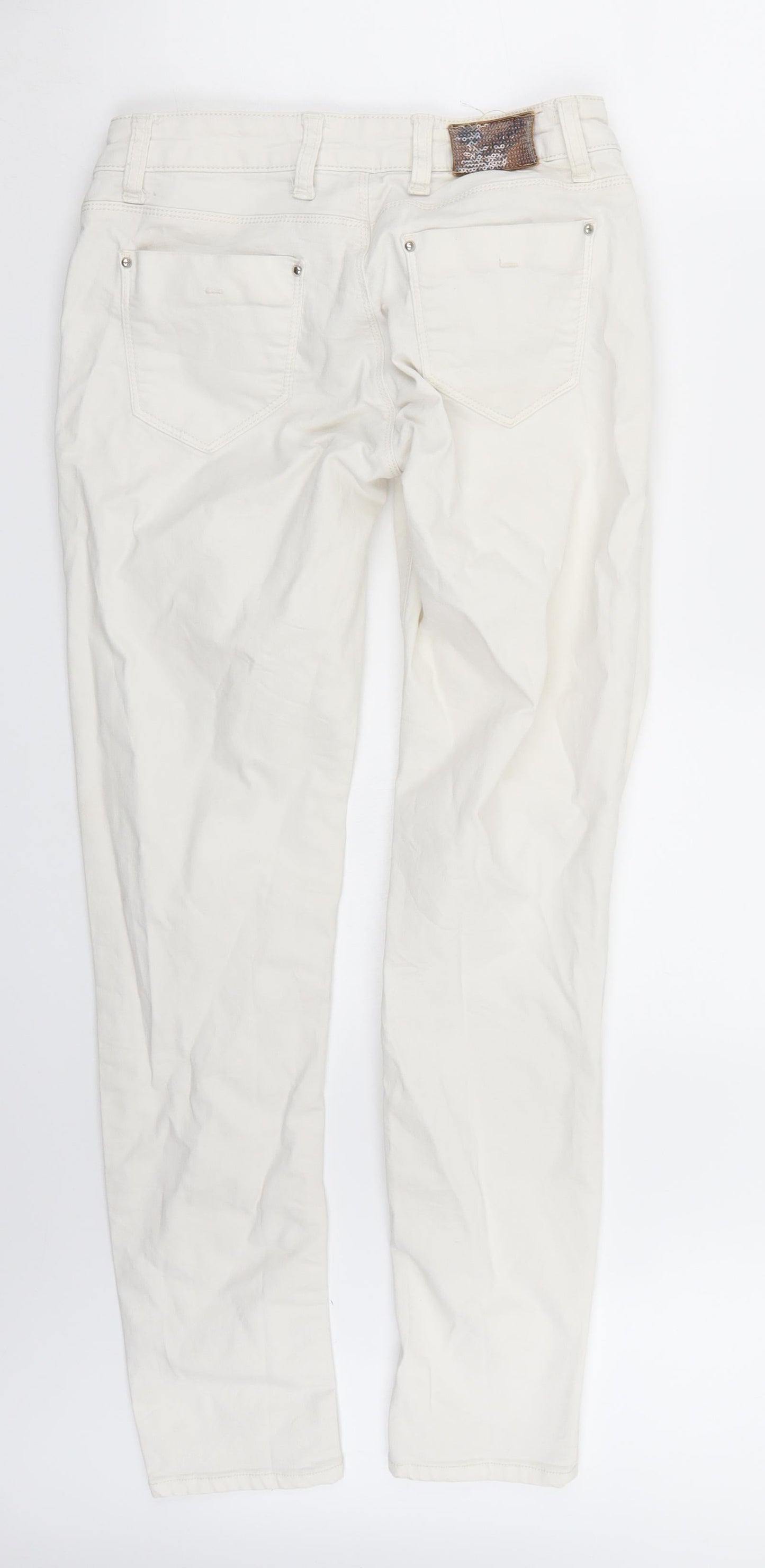 Womens UK Size 29 in Preworn Regular Fit Skinny White Jeans