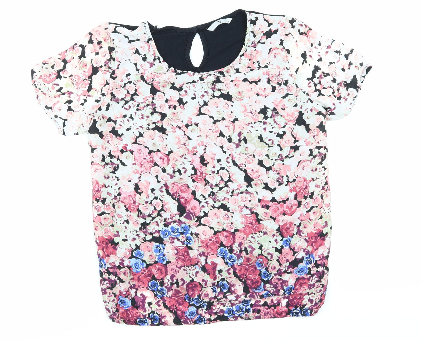 TU Womens Pink Floral  Basic Blouse Size 10