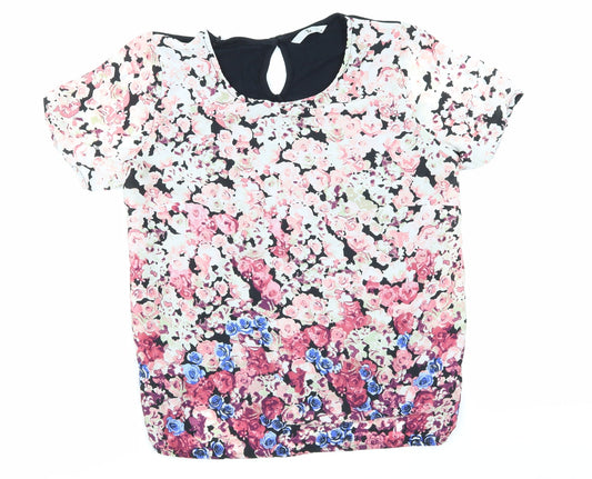 TU Womens Pink Floral  Basic Blouse Size 10