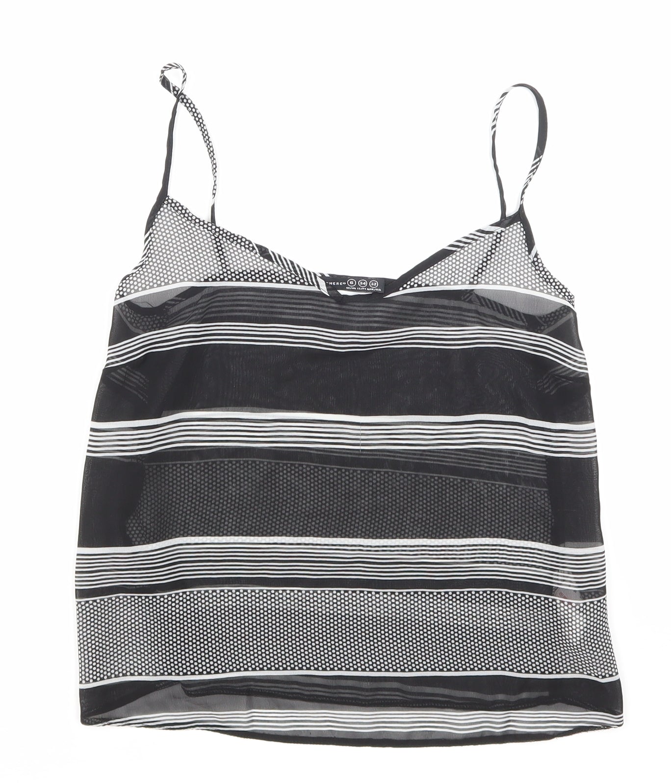 Primark Womens Black Striped Mesh Basic Tank Size 6