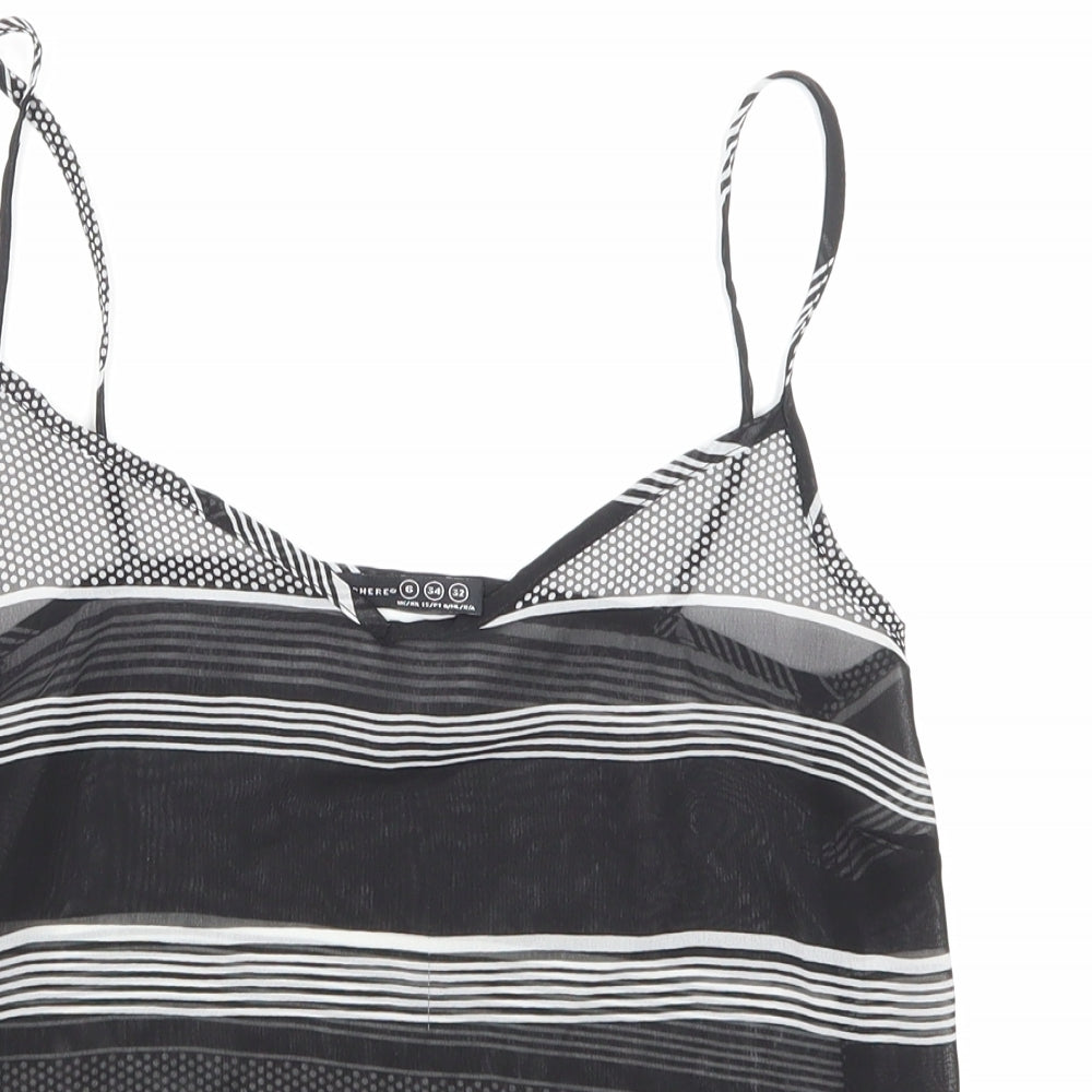 Primark Womens Black Striped Mesh Basic Tank Size 6