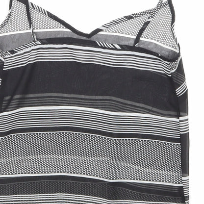 Primark Womens Black Striped Mesh Basic Tank Size 6