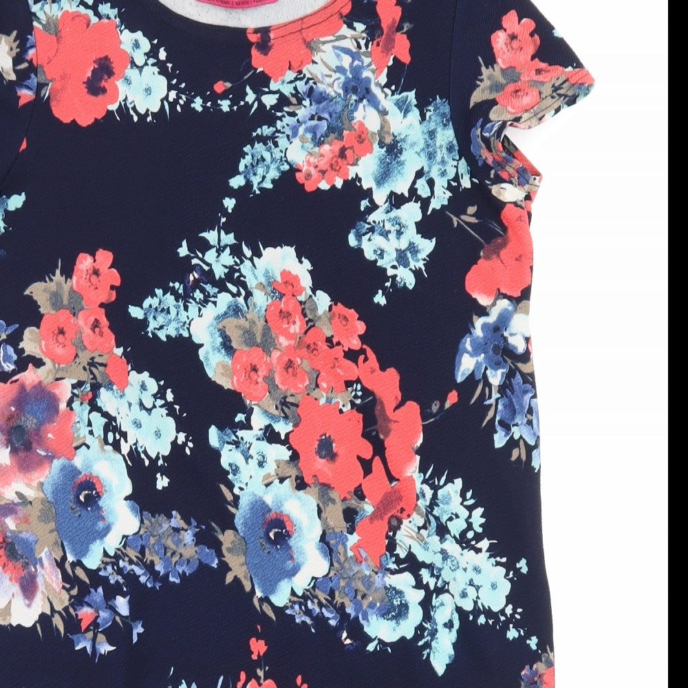 Boohoo Womens Blue Floral  Pencil Dress  Size 10