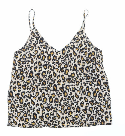 NewLook Womens Brown Animal Print  Basic Blouse Size 10
