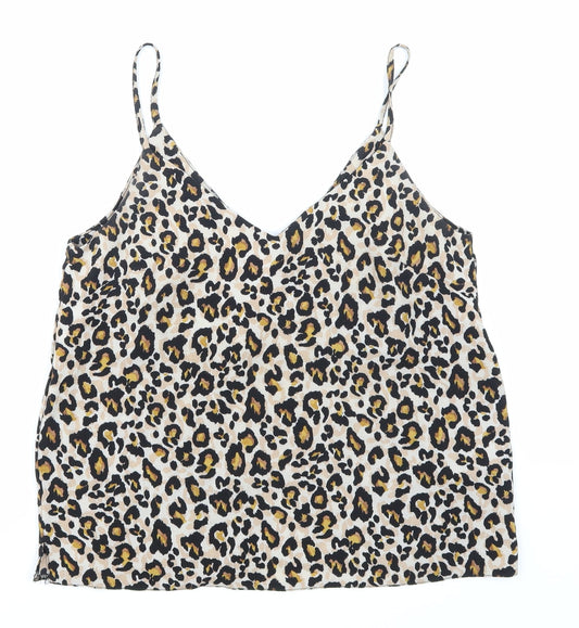 NewLook Womens Brown Animal Print  Basic Blouse Size 10