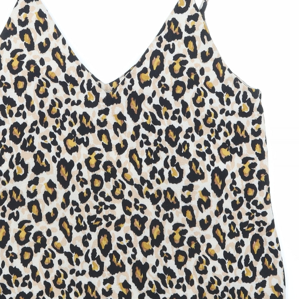 NewLook Womens Brown Animal Print  Basic Blouse Size 10