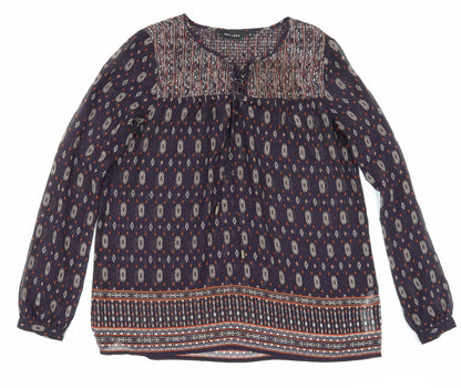 NewLook Womens Purple Argyle/Diamond Mesh Basic Blouse Size 6