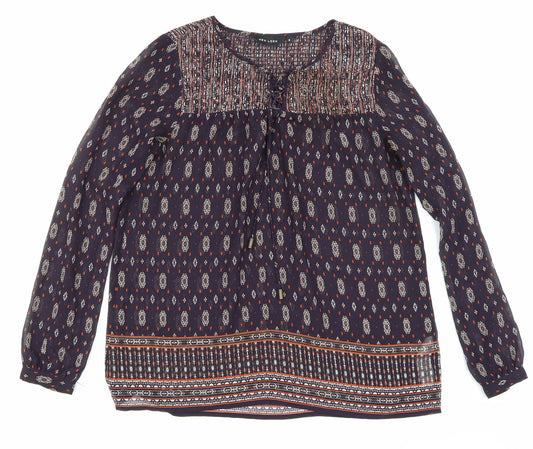NewLook Womens Purple Argyle/Diamond Mesh Basic Blouse Size 6