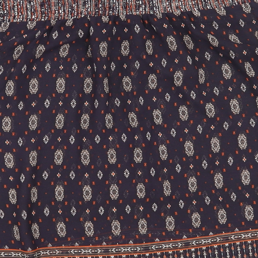 NewLook Womens Purple Argyle/Diamond Mesh Basic Blouse Size 6