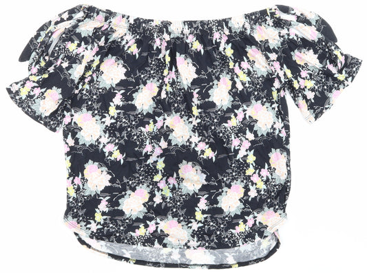 NewLook Womens Black Floral  Basic T-Shirt Size 10