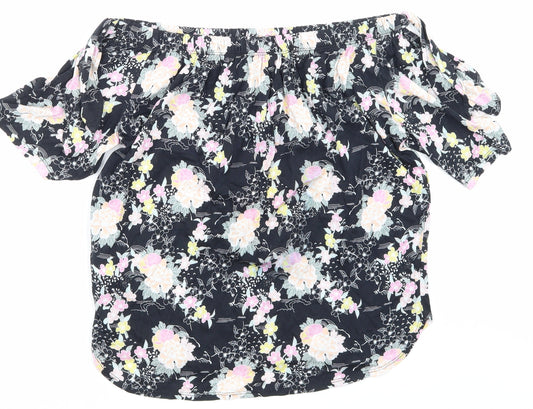 NewLook Womens Black Floral  Basic T-Shirt Size 10