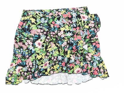 H&M Womens Black Floral  Skater Skirt Size S