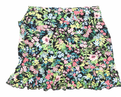 H&M Womens Black Floral  Skater Skirt Size S