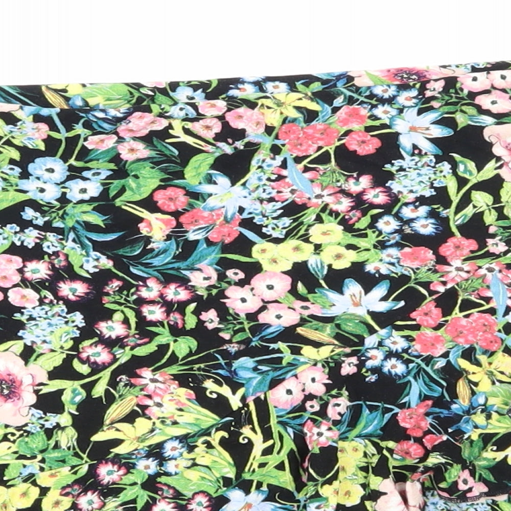 H&M Womens Black Floral  Skater Skirt Size S
