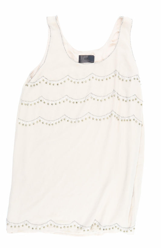 H&M Womens Beige Houndstooth  Skater Dress  Size 12