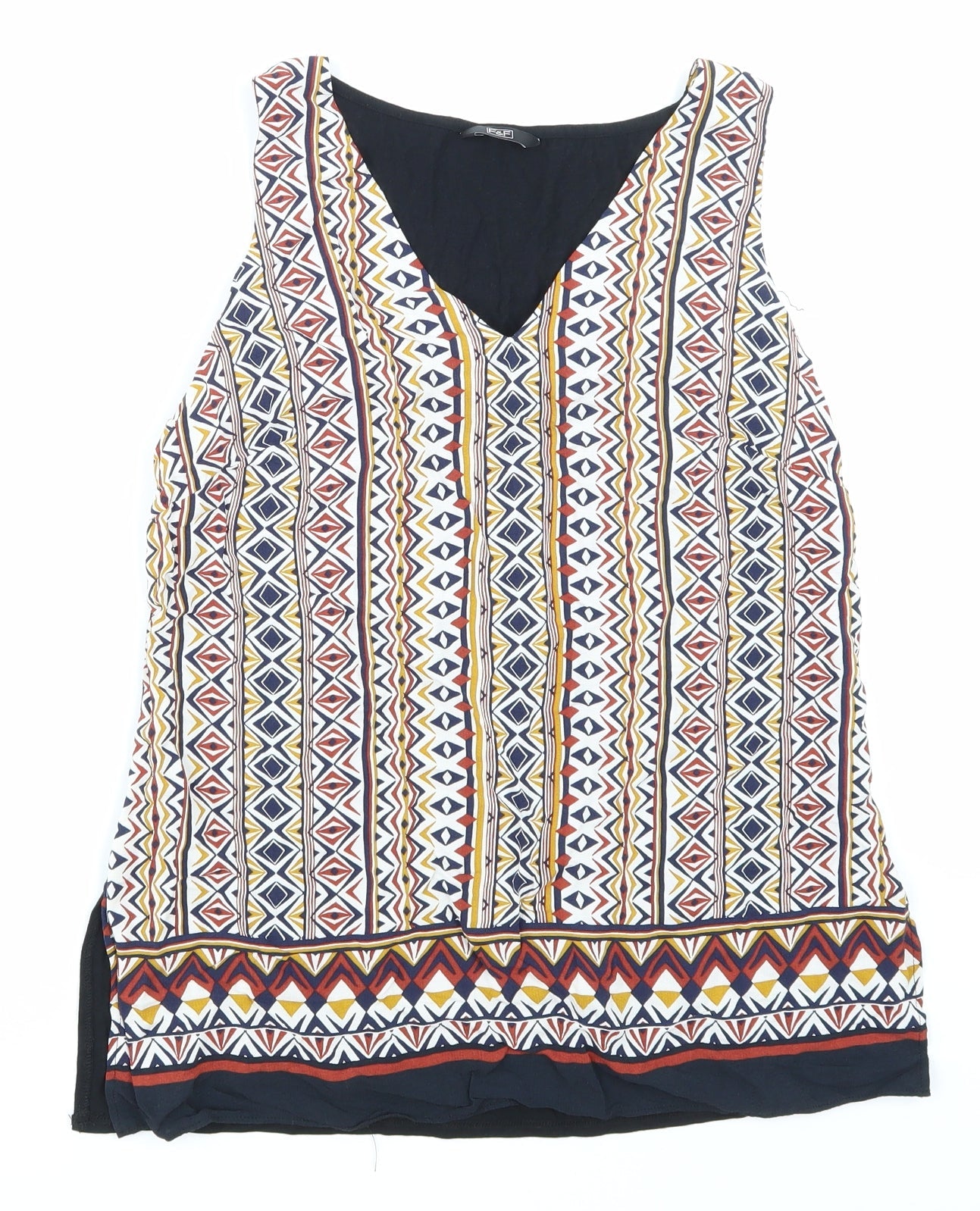 F&F Womens Black Argyle/Diamond  Basic Blouse Size 10