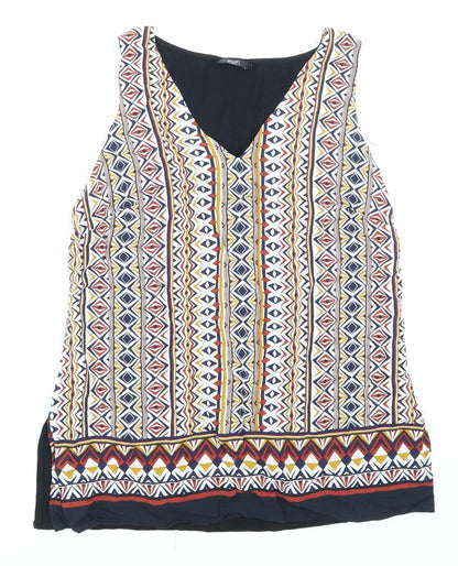 F&F Womens Black Argyle/Diamond  Basic Blouse Size 10