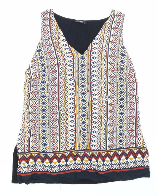 F&F Womens Black Argyle/Diamond  Basic Blouse Size 10