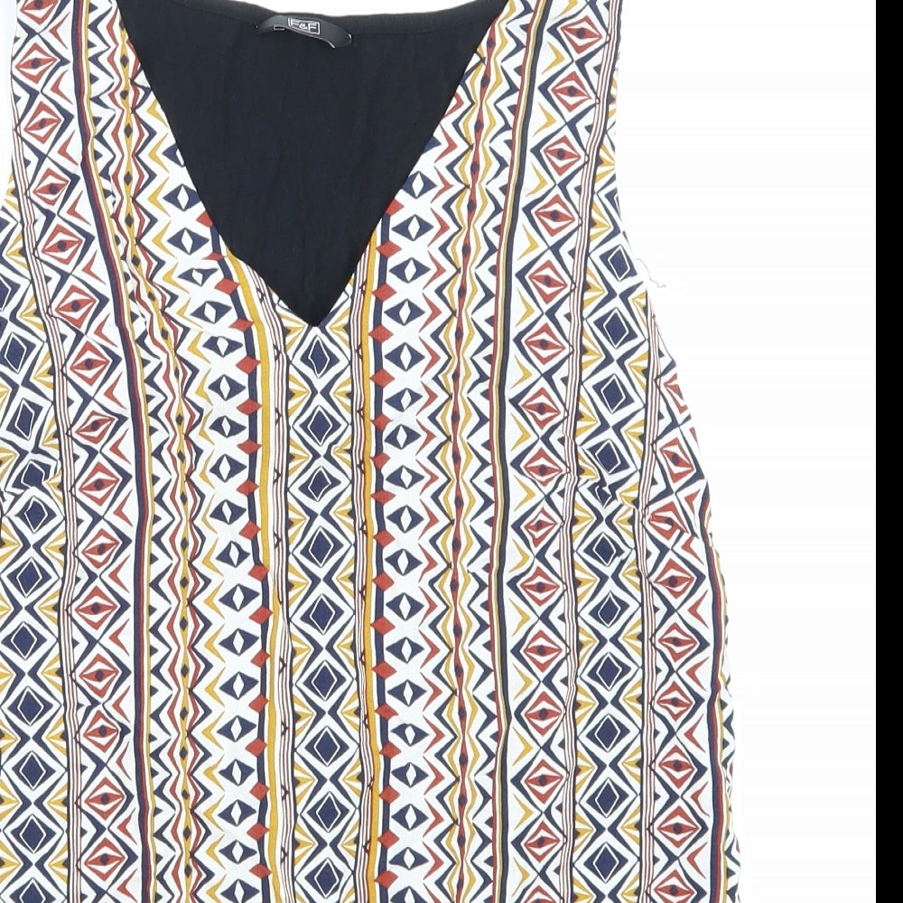 F&F Womens Black Argyle/Diamond  Basic Blouse Size 10