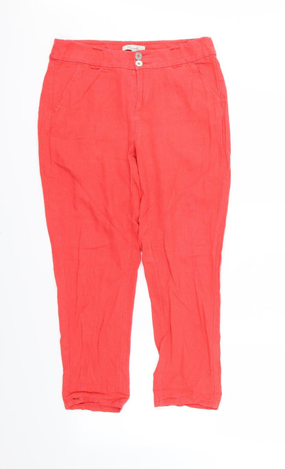 Womens UK Size 10 Peacocks Regular Fit  Red Trousers