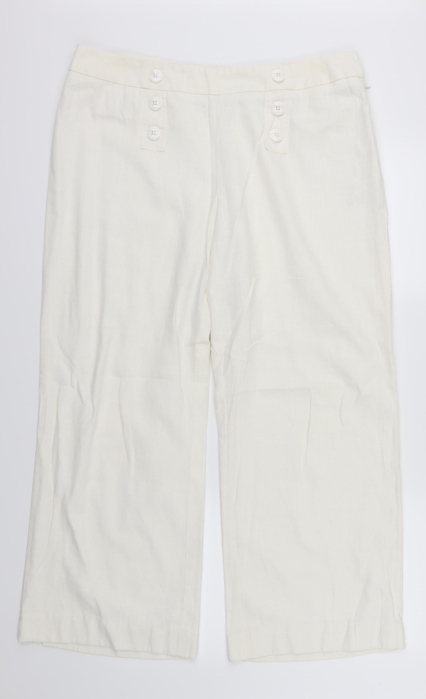 Womens UK Size 16 BHS Regular Fit  White Trousers