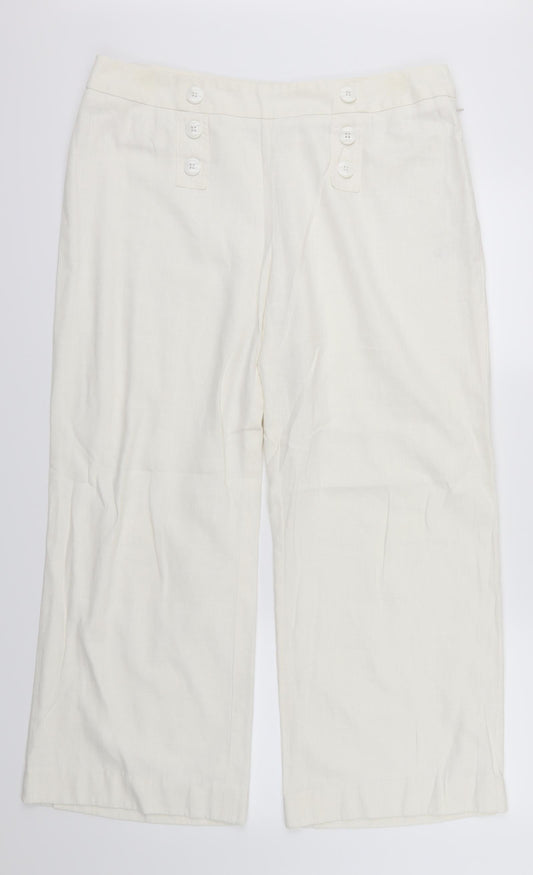 Womens UK Size 16 BHS Regular Fit  White Trousers