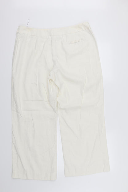 Womens UK Size 16 BHS Regular Fit  White Trousers