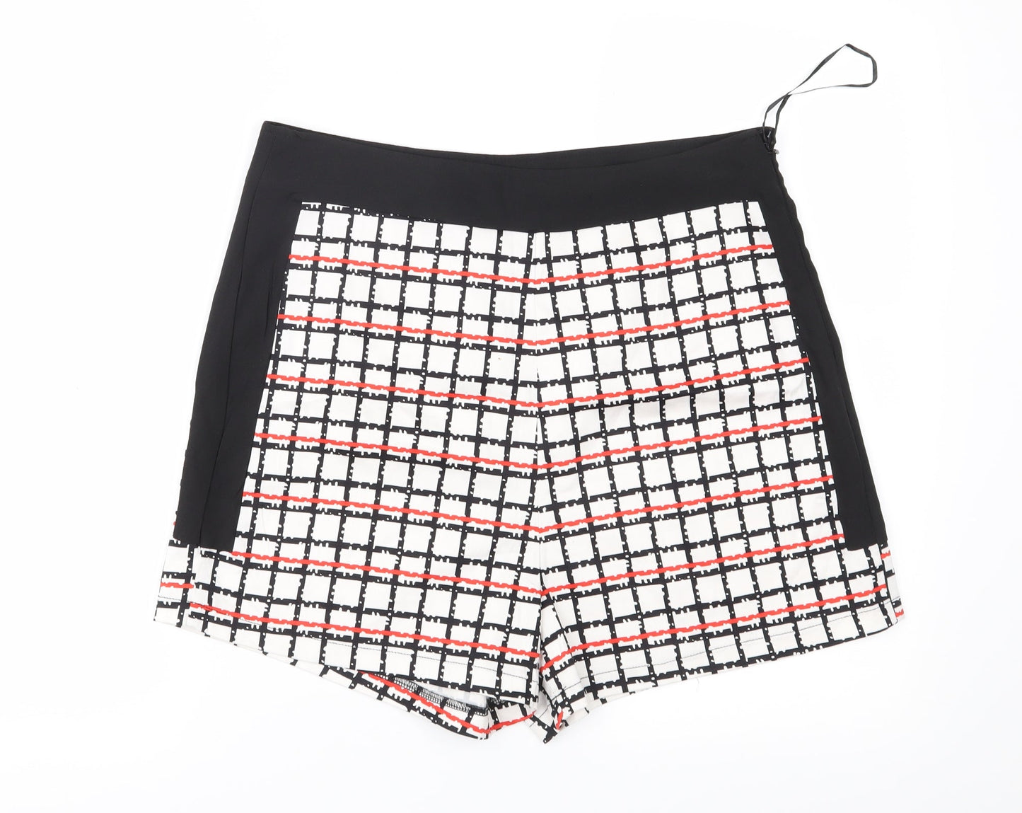 Missi Womens White Check  Mom Shorts Size 14