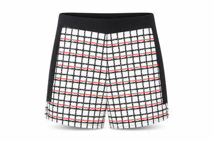 Missi Womens White Check  Mom Shorts Size 14
