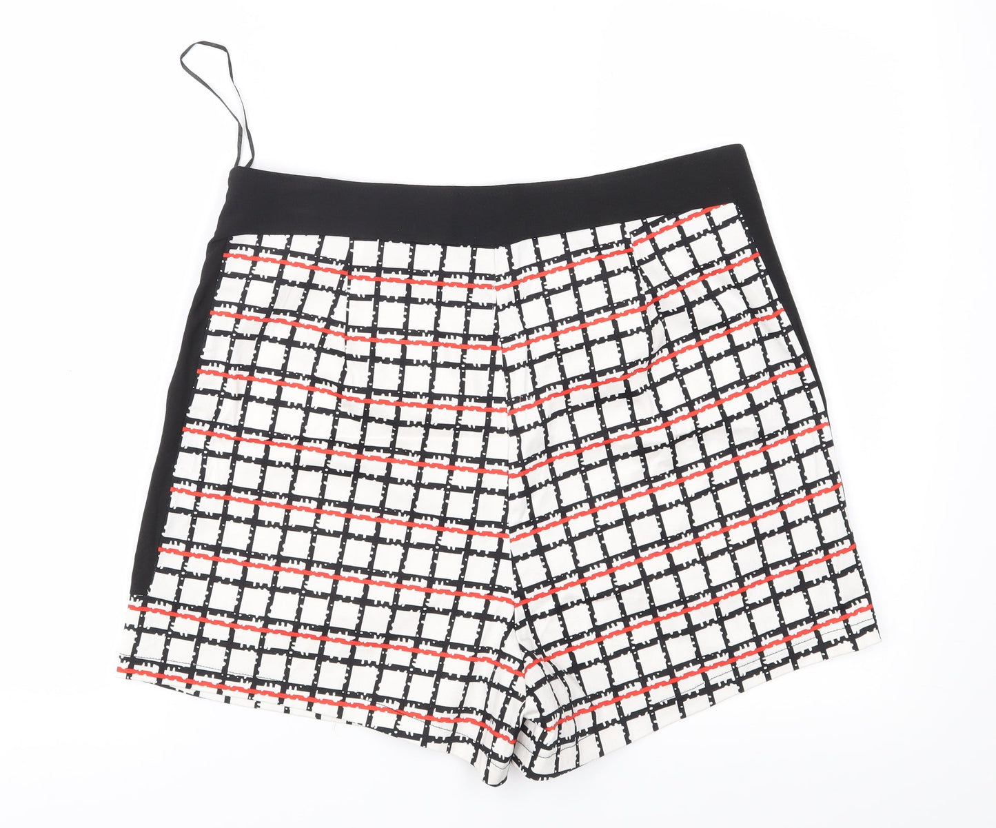 Missi Womens White Check  Mom Shorts Size 14