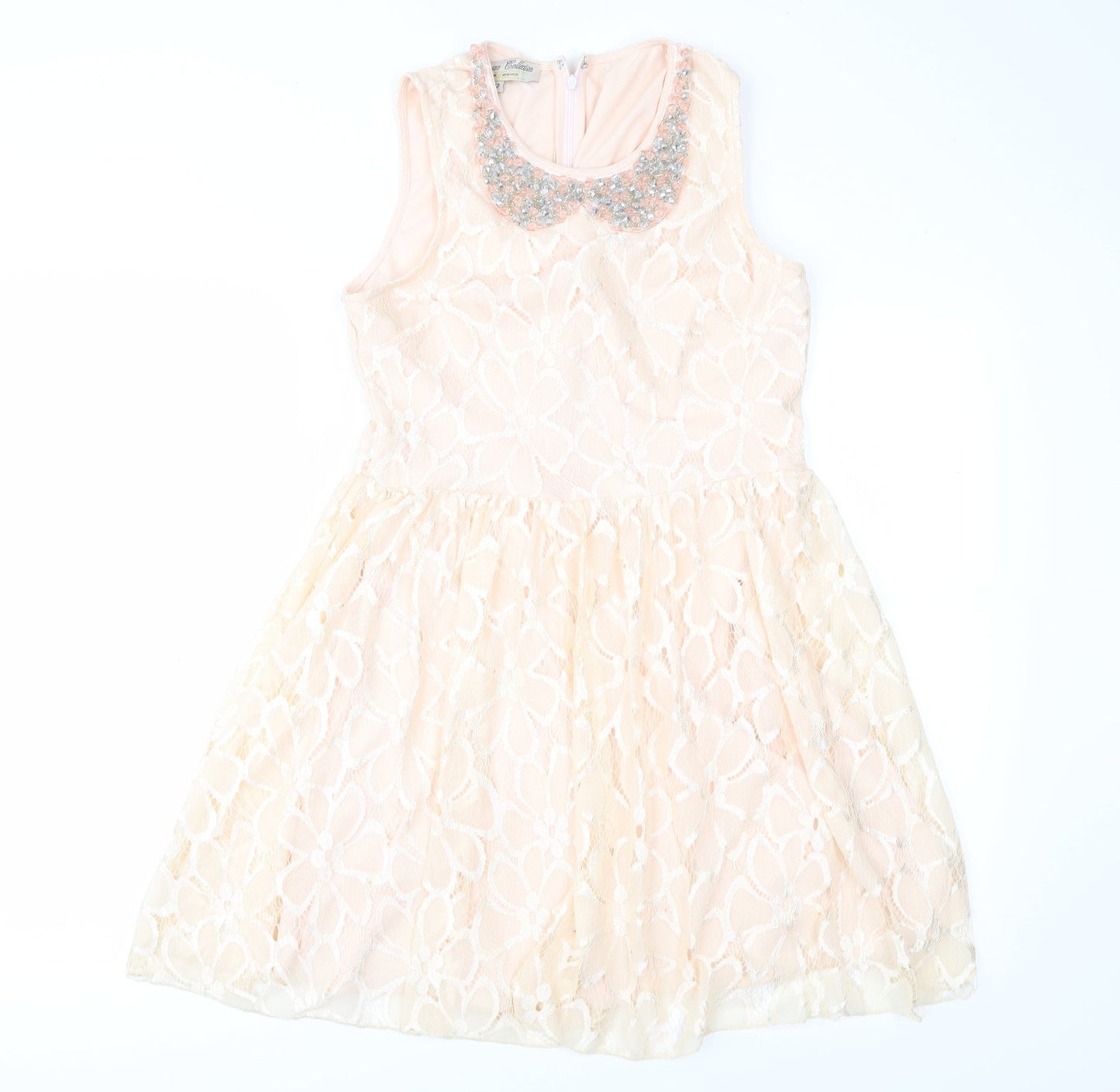 Parisian Collection Womens Pink  Lace Fit & Flare  Size 12